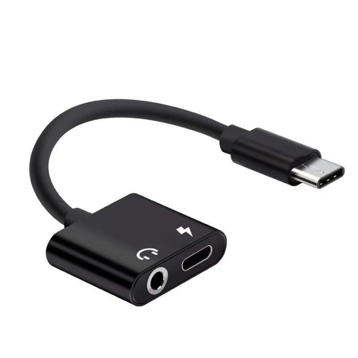 USB-C Dual Adapter, lading og 3,5 mm i gruppen SMARTTELEFON & NETTBRETT / Ladere og Kabler / Adaptere hos TP E-commerce Nordic AB (38-80914)