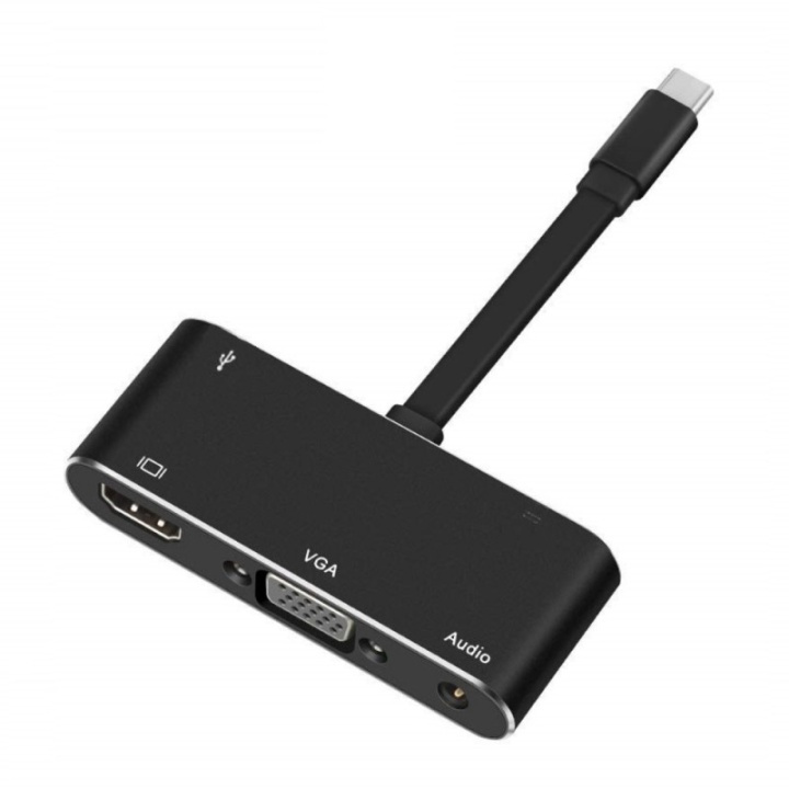 USB-C Multiport Adapter, VGA, HDMI, USB 3.0, 3,5 mm i gruppen Datautstyr / Kabler og adaptere / Andre hos TP E-commerce Nordic AB (38-80915)