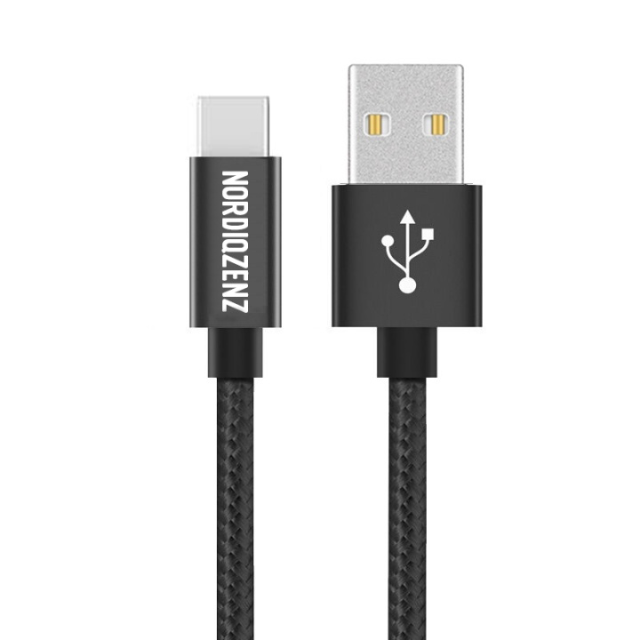 NORDIQZENZ USB-C Tekstilkabel, 20cm, Svart i gruppen SMARTTELEFON & NETTBRETT / Ladere og Kabler / Kabler / Kabler type C hos TP E-commerce Nordic AB (38-81346)