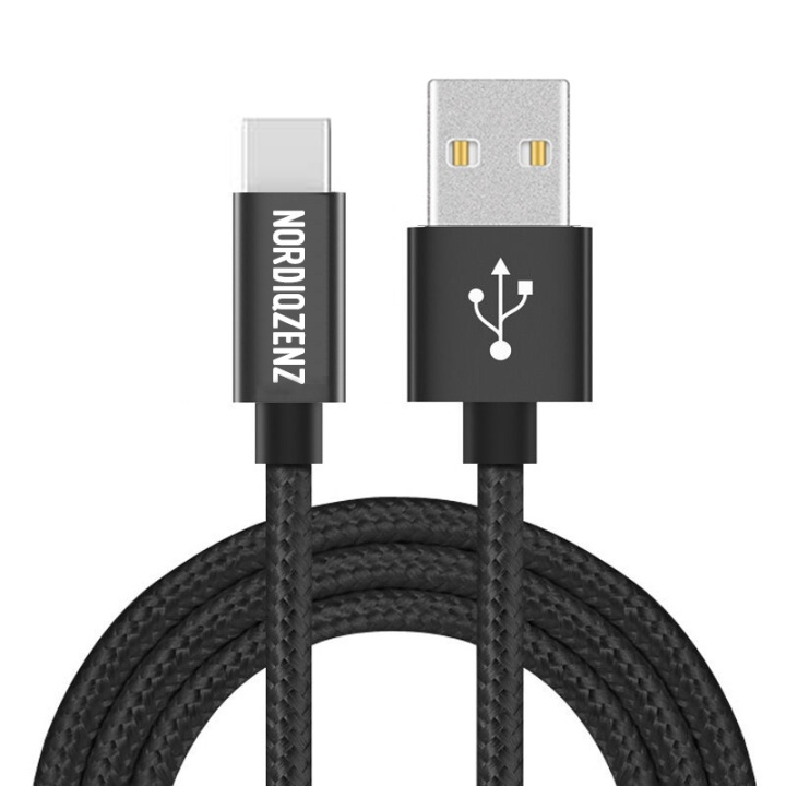 NORDIQZENZ USB-C Tekstilkabel, 1m, Svart i gruppen SMARTTELEFON & NETTBRETT / Ladere og Kabler / Kabler / Kabler type C hos TP E-commerce Nordic AB (38-81348)