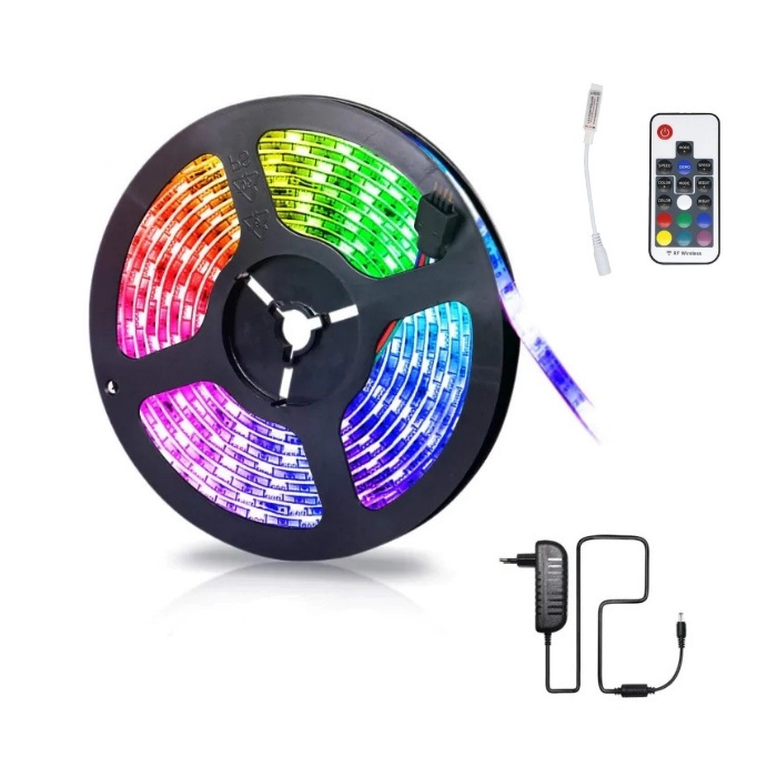 3528 RGB LED-strip med fjärrkontroll, 5m i gruppen Elektronikk / Lys / LED sløyfer hos TP E-commerce Nordic AB (38-81511)