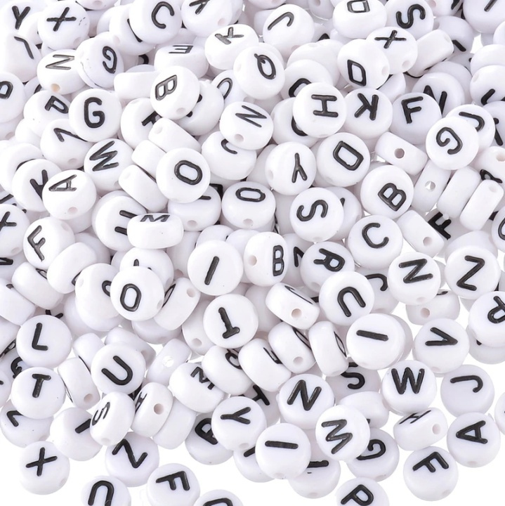 200 perler med bokstaver, hvit i gruppen LEKER, BARN OG BABY / Leker / Håndtverk hos TP E-commerce Nordic AB (38-81603)