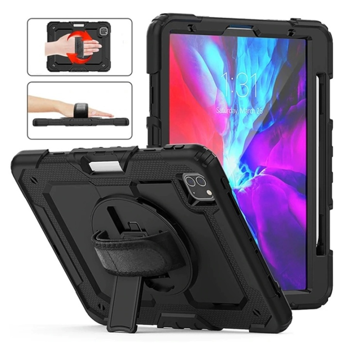 Etui for iPad Air 4 2020 med pennholder og skulderrem, Svart i gruppen SMARTTELEFON & NETTBRETT / Nettbrettbeskyttelse / Apple iPad hos TP E-commerce Nordic AB (38-81971)