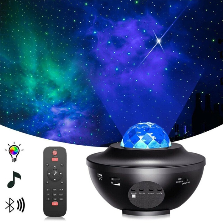 Galaxy-lampe, stjerneprojektor med Bluetooth-høyttaler i gruppen Elektronikk / Lys / Nattlamper hos TP E-commerce Nordic AB (38-82189)