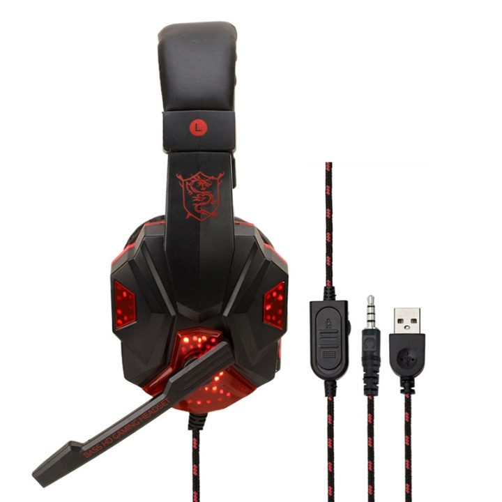 Gamingheadset SY830MV med LED, Rød/svart i gruppen Datautstyr / GAMING / Headset hos TP E-commerce Nordic AB (38-82203)