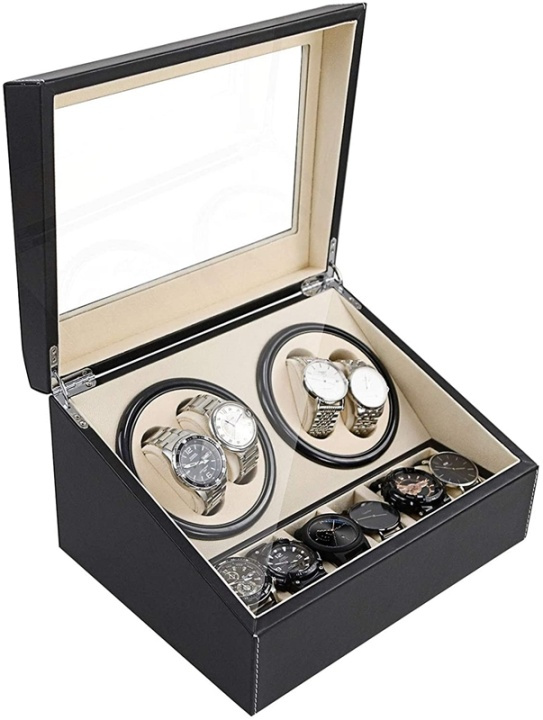 Watch winder/klocksnurra för flera klockor, Svart i gruppen HJEM, HUS OG HAGE / Klokker & Teller / Tilbehør hos TP E-commerce Nordic AB (38-82276)