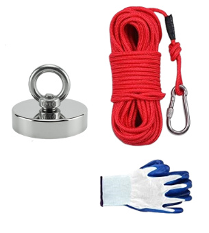 Neodymmagnet med 60 kg løftekapasitet, D2, Tau og hansker i gruppen SPORT, FRITID & HOBBY / Friluftsliv / Fiskeutstyr og tilbehør hos TP E-commerce Nordic AB (38-82297)