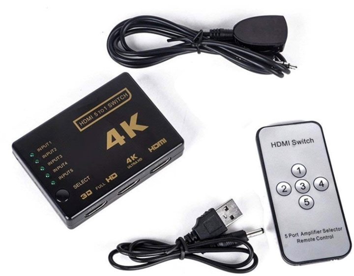 HDMI Switch, 5 till 1 i gruppen Datautstyr / Kabler og adaptere / HDMI/VGA/DVI-switcher hos TP E-commerce Nordic AB (38-82384)
