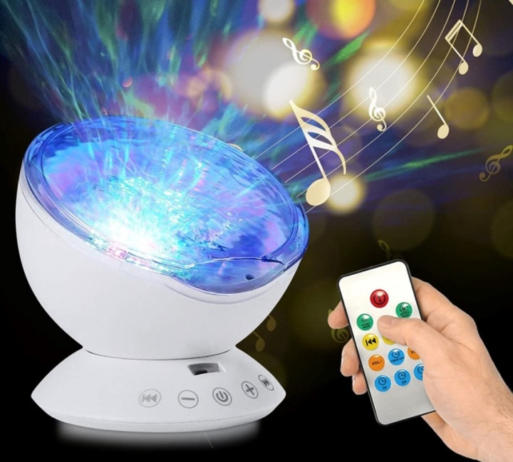 Lampe med havbølgeprojektor og naturlyder i gruppen LEKER, BARN OG BABY / Barnerom / Belysning / Nattlamper hos TP E-commerce Nordic AB (38-82831)