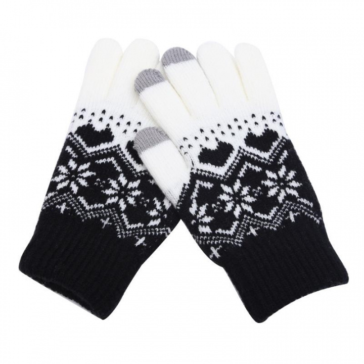 Votter med berøringsfunksjon og vintermønster, Black/White i gruppen SPORT, FRITID & HOBBY / Tilbehør / Vanter & Handsker hos TP E-commerce Nordic AB (38-83033)