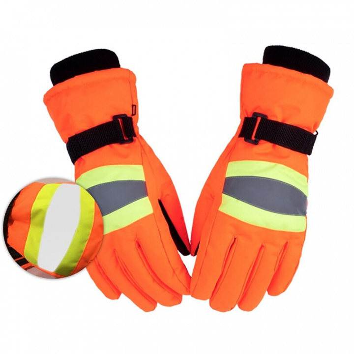 Ski gloves in warning colors with reflector, Orange, Size L i gruppen SPORT, FRITID & HOBBY / Tilbehør / Vanter & Handsker hos TP E-commerce Nordic AB (38-83035)