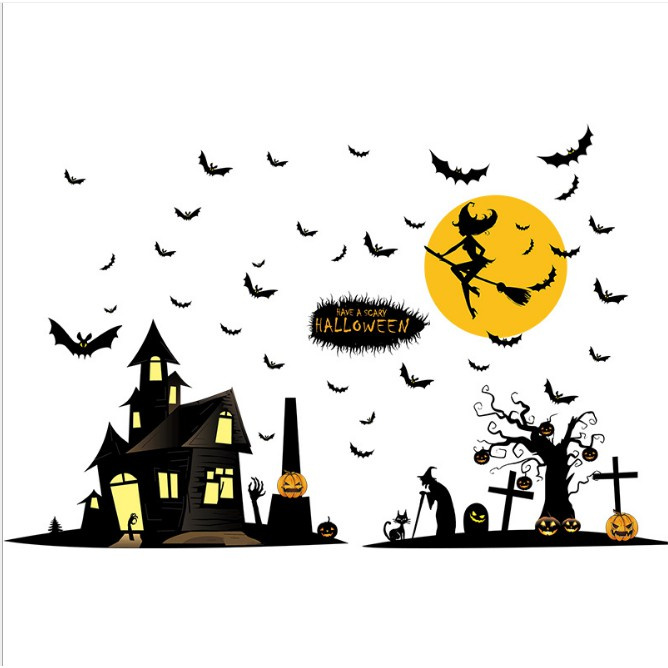 Veggdekorasjon med Halloween-motiv, Haunted house 60x90cm i gruppen HJEM, HUS OG HAGE / Innredning / Halloween hos TP E-commerce Nordic AB (38-83055)