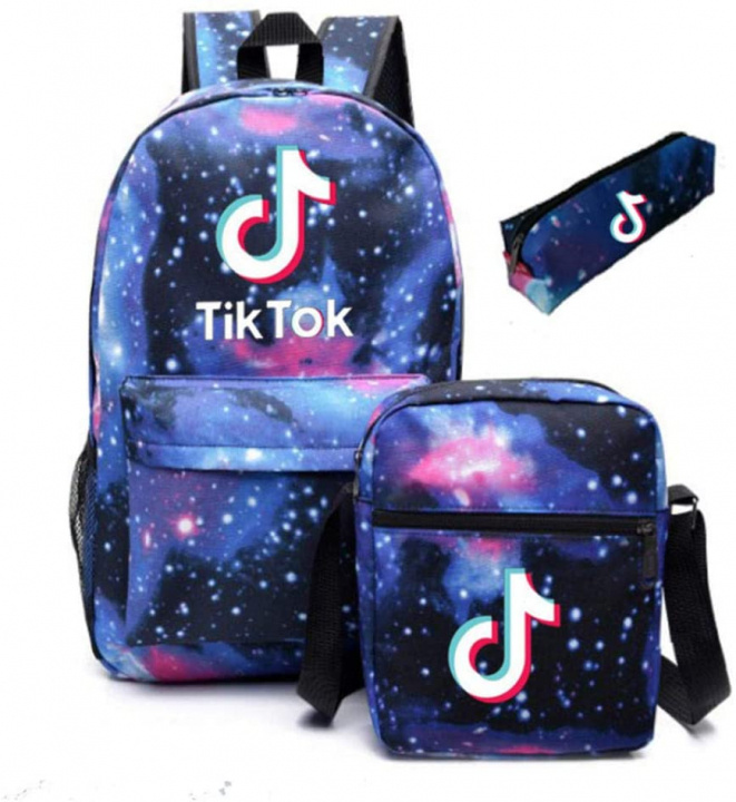 TikTok Backpack, shoulder bag and pencil case with galaxy print i gruppen LEKER, BARN OG BABY / Reise / Barnevesker / Ryggsekker hos TP E-commerce Nordic AB (38-83111)