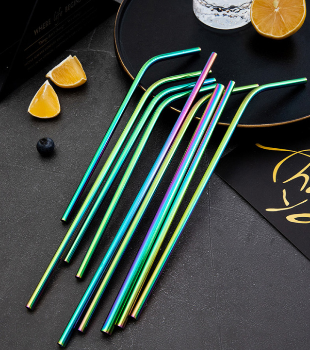 8 colorful straws in stainless steel i gruppen HJEM, HUS OG HAGE / Kjøkkenutstyr / Annet kjøkkenutstyr hos TP E-commerce Nordic AB (38-83191)
