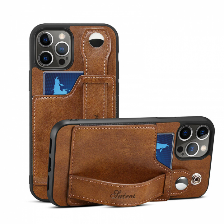 Etui med kortholder og holder til iPhone 13, brun i gruppen SMARTTELEFON & NETTBRETT / Mobilbeskyttelse / Apple / iPhone 13 / Deksel hos TP E-commerce Nordic AB (38-83416)
