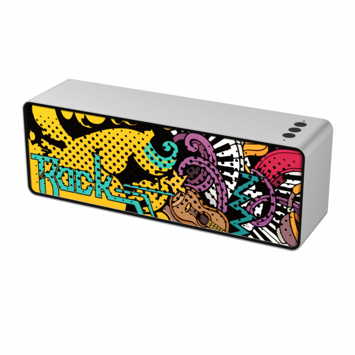 Bluetooth-høyttaler, sølv med graffiti i gruppen Elektronikk / Lyd & Bilde / Høyttalere & tilbehør / Bluetooth-høyttalere / Bærbare høyttalere hos TP E-commerce Nordic AB (38-83831)