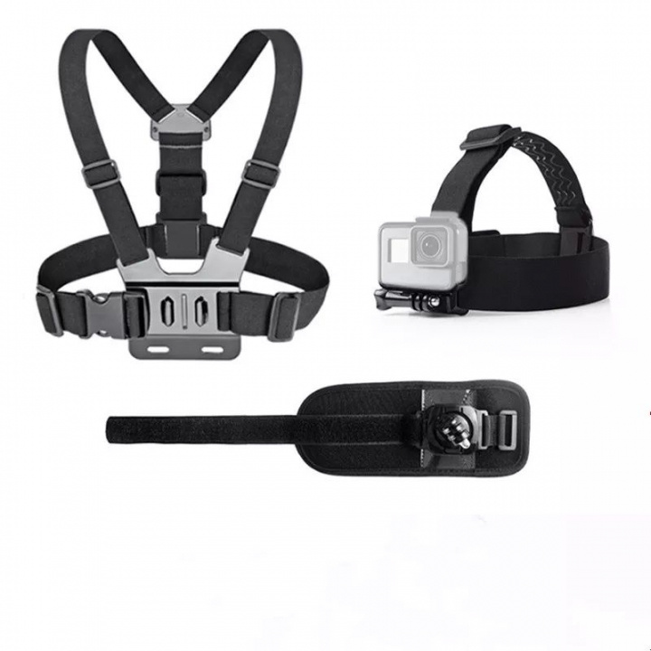 Bröstsele kompatibel med GoPro Hero inkl. Headstrap & Armband i gruppen SPORT, FRITID & HOBBY / Action kameraer og tilbehør / Tilbehør til actionkamera hos TP E-commerce Nordic AB (38-83955)
