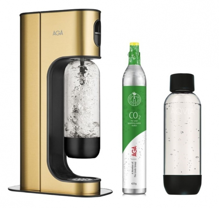 AGA EXCLUSIVE BRASS BLACK 2 PET-karbonator/karboniseringspatron i gruppen HJEM, HUS OG HAGE / Husholdningsapparater / Vann og juice / Kullsyremaskin / Maskiner hos TP E-commerce Nordic AB (38-84110)