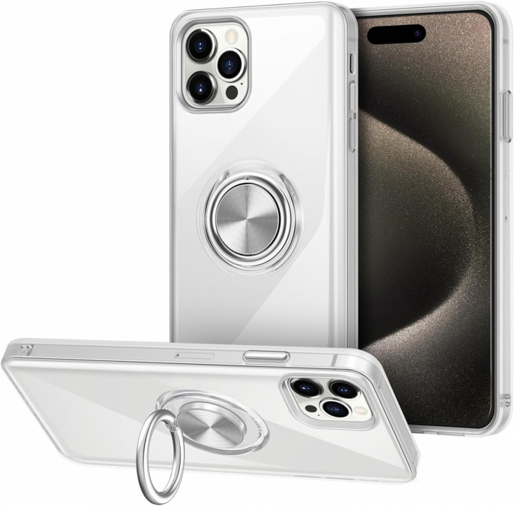 Transparent case with ring holder, iPhone 15 Plus i gruppen SMARTTELEFON & NETTBRETT / Mobilbeskyttelse / Apple / iPhone 15 hos TP E-commerce Nordic AB (38-84263)