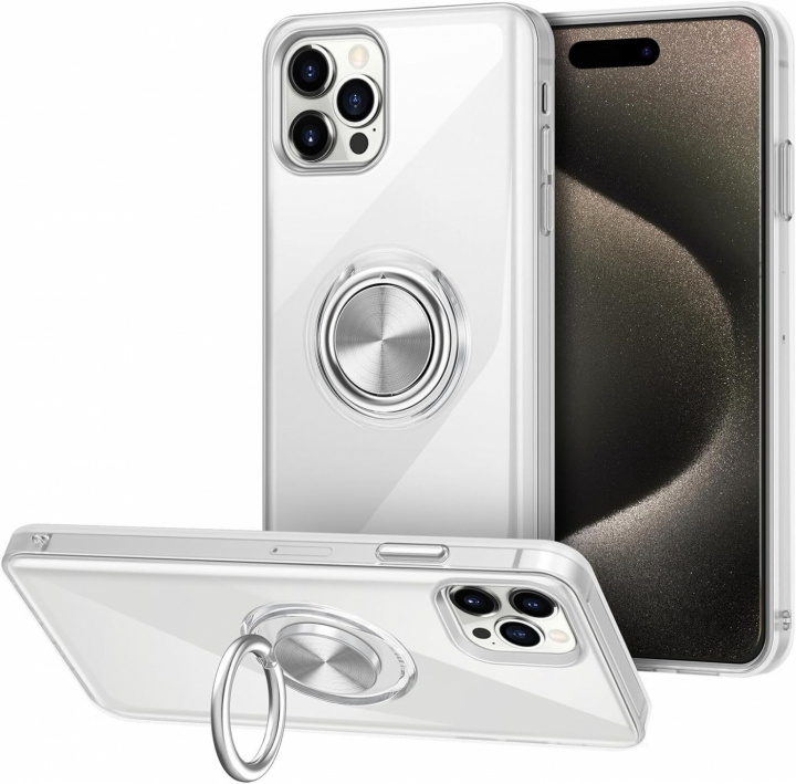 Gjennomsiktig etui med ringholder, iPhone 15 Pro Max i gruppen SMARTTELEFON & NETTBRETT / Mobilbeskyttelse / Apple / iPhone 15 hos TP E-commerce Nordic AB (38-84265)