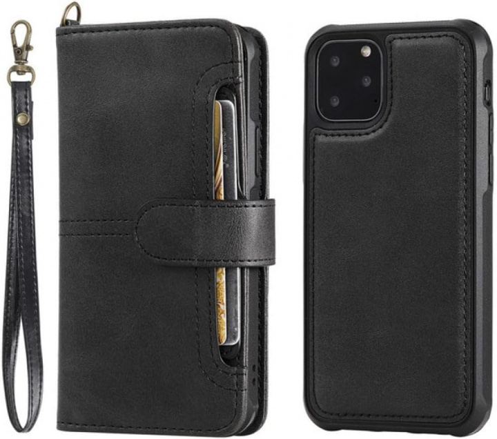 Wallet case in PU leather with card slot for iPhone 15, Black i gruppen SMARTTELEFON & NETTBRETT / Mobilbeskyttelse / Apple / iPhone 15 hos TP E-commerce Nordic AB (38-84290)