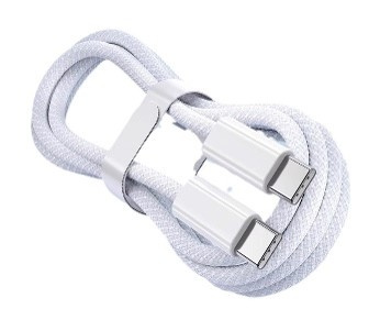Braided USB-C cable - 1 m, White- iPhone 15 compatible - Nylon - PD60W i gruppen SMARTTELEFON & NETTBRETT / Ladere og Kabler / Kabler / Kabler type C hos TP E-commerce Nordic AB (38-84298)