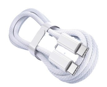 Flettet USB-C-kabel - 1,5 m - Hvit - iPhone 15-kompatibel - Nylon - PD60W i gruppen SMARTTELEFON & NETTBRETT / Ladere og Kabler / Kabler / Kabler type C hos TP E-commerce Nordic AB (38-84299)