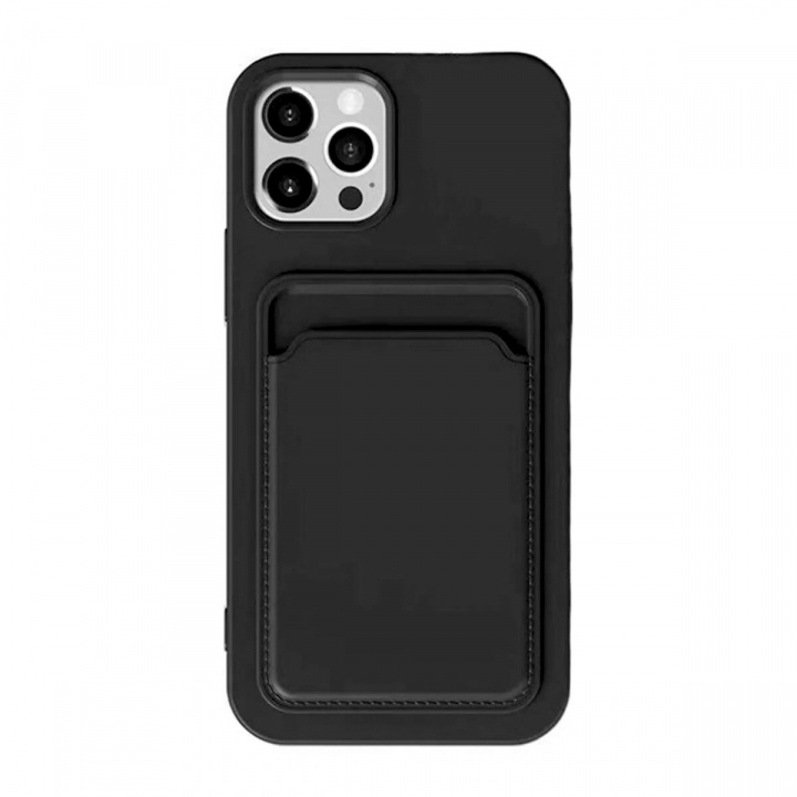 Silikon mobildeksel med kortholder til iPhone 16 Pro Max, svart i gruppen SMARTTELEFON & NETTBRETT / Mobilbeskyttelse / Apple / iPhone 16 hos TP E-commerce Nordic AB (38-84457)