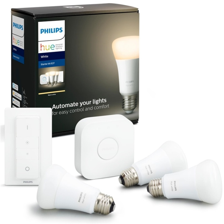 Philips Hue Startkit White E27 m fjärr i gruppen HJEM, HUS OG HAGE / Smarthus / Smart belysning hos TP E-commerce Nordic AB (38-85055)