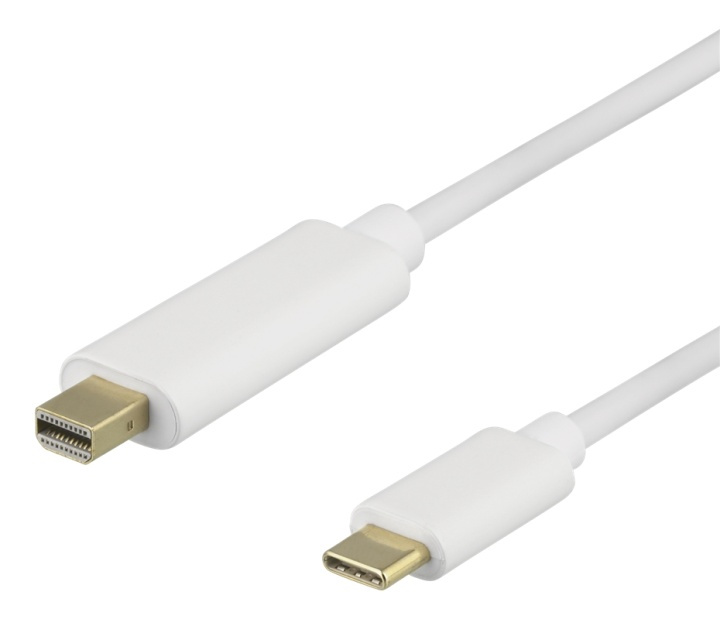 DELTACO USB-C til MiniDP-kabel, 2 m, 21,6 Gbit/s, 3840x2160 60 Hz, hvit i gruppen Datautstyr / Kabler og adaptere / DisplayPort / Kabler hos TP E-commerce Nordic AB (38-85718)