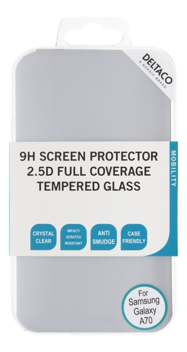 DELTACO skjermbeskytter, Galaxy A70, 2,5D fulldekkende glass i gruppen SMARTTELEFON & NETTBRETT / Mobilbeskyttelse / Samsung hos TP E-commerce Nordic AB (38-85783)