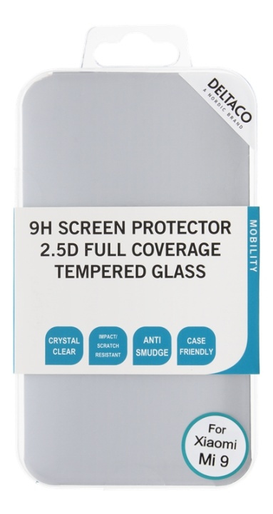 DELTACO skjermbeskytter for Xiaomi Mi 9, fungerer med fingeravtrykk, 2.5D i gruppen SMARTTELEFON & NETTBRETT / Mobilbeskyttelse / Xiaomi hos TP E-commerce Nordic AB (38-85900)