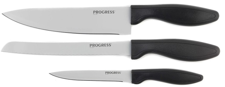 Progress Knivset med kockkniv, brödkniv och allround-kniv i gruppen HJEM, HUS OG HAGE / Kjøkkenutstyr / Kjøkkenkniver og knivslipere hos TP E-commerce Nordic AB (38-85940)