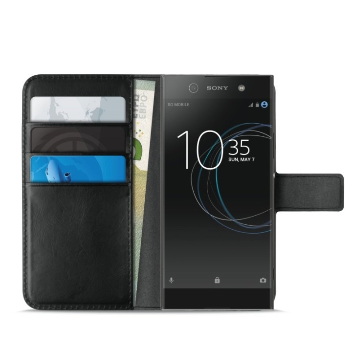 Puro Sony Xperia XA1, lommebokveske Milano, svart i gruppen SMARTTELEFON & NETTBRETT / Mobilbeskyttelse / Sony hos TP E-commerce Nordic AB (38-86277)