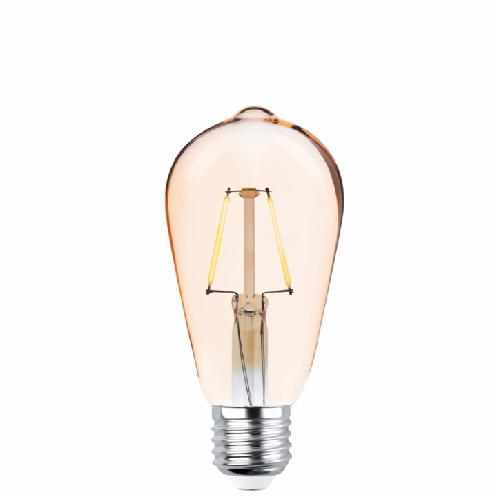 Forever Light Retro LED-lampa med filament Guld, E27 ST64 4W 2200K 400lm i gruppen Elektronikk / Lys / LED-lys hos TP E-commerce Nordic AB (38-86596)