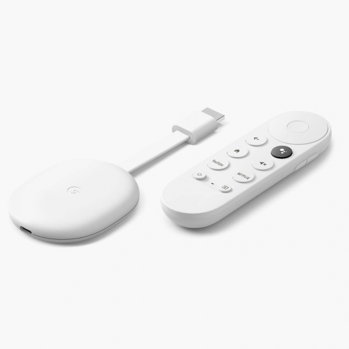 Google Chromecast 4:e Gen med Google TV + Fjärrkontroll med röststyrning i gruppen Elektronikk / Lyd & Bilde / TV og tilbehør / Smart-TV hos TP E-commerce Nordic AB (38-86624)
