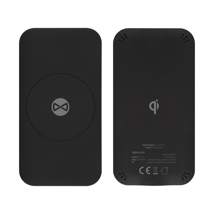 Forever trådløs lader WDC-115 15W svart i gruppen SMARTTELEFON & NETTBRETT / Ladere og Kabler / Trådløs lader QI hos TP E-commerce Nordic AB (38-86653)