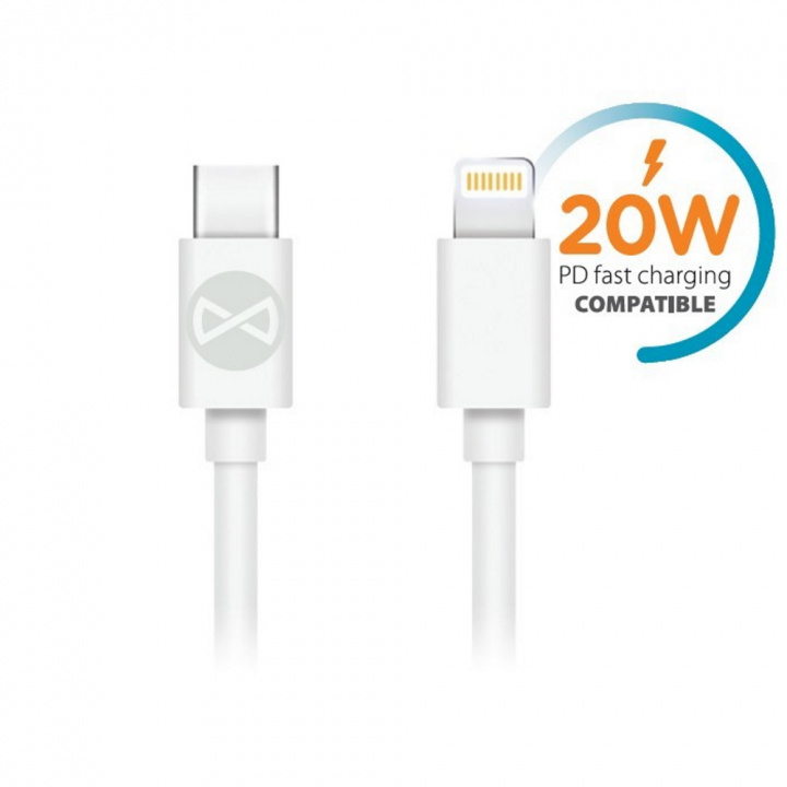 Forever-kabel USB-C - Lightning 1,0 m 3A, 20 W, hvit i gruppen SMARTTELEFON & NETTBRETT / Ladere og Kabler / Kabler / Kabler Lightning hos TP E-commerce Nordic AB (38-86657)