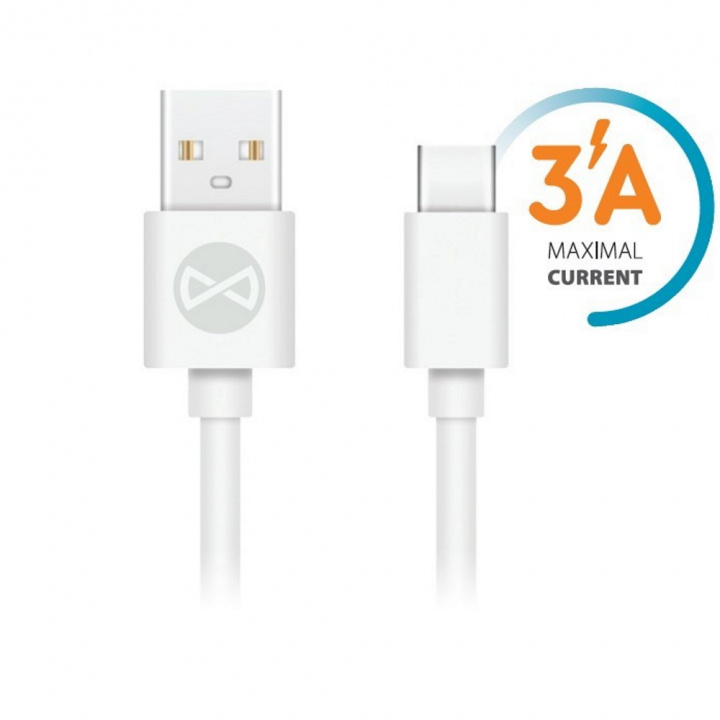 Forever-kabel USB - USB-C 1,0 m 3A, hvit i gruppen SMARTTELEFON & NETTBRETT / Ladere og Kabler / Kabler / Kabler type C hos TP E-commerce Nordic AB (38-86658)