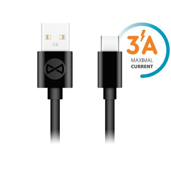 Forever-kabel USB - USB-C 1,0 m 3A, svart i gruppen SMARTTELEFON & NETTBRETT / Ladere og Kabler / Kabler / Kabler type C hos TP E-commerce Nordic AB (38-86659)