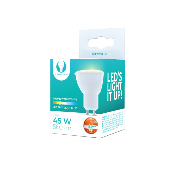 LED-lampe GU10 7W 230V 3000K 38°, varm hvit i gruppen Elektronikk / Lys / LED-lys hos TP E-commerce Nordic AB (38-86692)