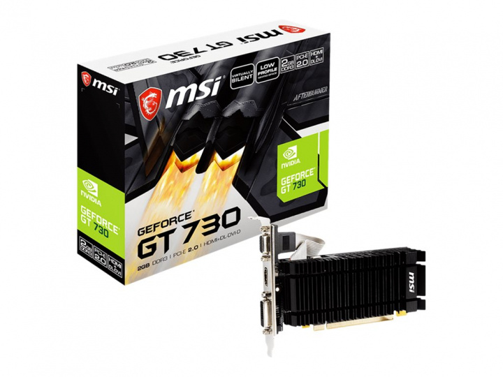 MSI GeForce GT730 2 GB V1 LP lydløst HDMI/DV-grafikkort i gruppen Datautstyr / PC-Komponenter / Skjermkort hos TP E-commerce Nordic AB (38-86816)