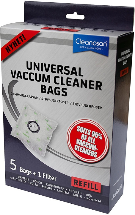 Cleanosan Refill støvsugerposer 5-pakning i gruppen HJEM, HUS OG HAGE / Rengjøringsprodukter / Støvsugere og tilbehør / Tilbehør / Støvsugerposer hos TP E-commerce Nordic AB (38-86828)