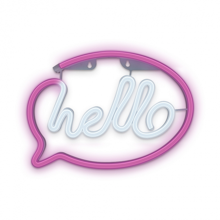 Forever Light Neon LED-lampe HELLO batteri + USB FLNE15, rosa/hvit i gruppen Elektronikk / Lys / Vegglamper hos TP E-commerce Nordic AB (38-86870)