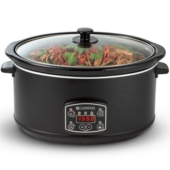 Champion Slowcooker 6,5L 320W SC220 Matt Black i gruppen HJEM, HUS OG HAGE / Husholdningsapparater / Slowcookers hos TP E-commerce Nordic AB (38-87206)