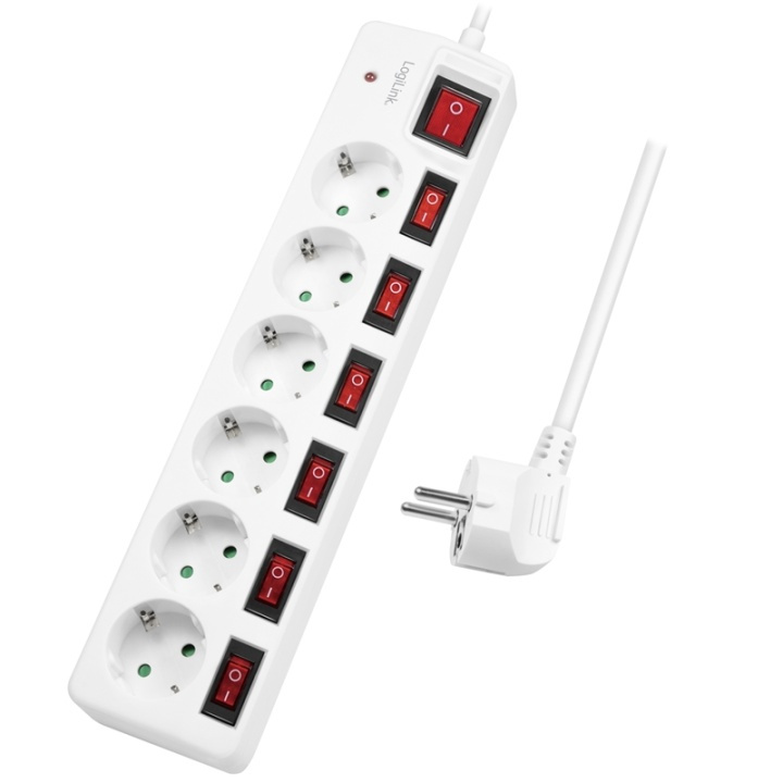 LogiLink Grenuttak med separate brytere 6-veis Hvit i gruppen HJEM, HUS OG HAGE / El og belysning / Grenuttak hos TP E-commerce Nordic AB (38-87662)
