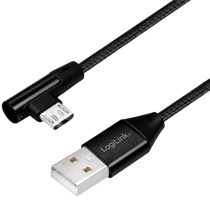 LogiLink Vinklet microUSB-kabel USB 2.0 15W 1m i gruppen SMARTTELEFON & NETTBRETT / Ladere og Kabler / Kabler / Kabler microUSB hos TP E-commerce Nordic AB (38-87693)