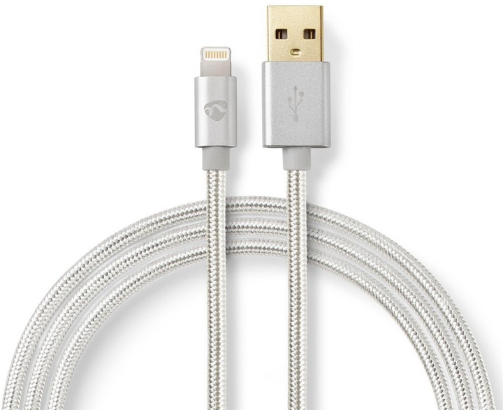 Nedis Lightning Kabel | USB 2.0 | Apple Lightning 8-Pinners | USB-A Han | 480 Mbps | Gull belagt | 3.00 m | Rund | Flettet / Nylon | Aluminium | Deksel Vindusboks i gruppen SMARTTELEFON & NETTBRETT / Ladere og Kabler / Kabler / Kabler Lightning hos TP E-commerce Nordic AB (38-88710)