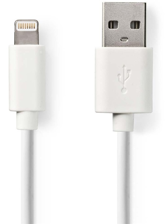 Nedis Lightning Kabel | USB 2.0 | Apple Lightning 8-Pinners | USB-A Han | 480 Mbps | Nikkel belagt | 3.00 m | Rund | PVC | Hvit | Plastpose i gruppen SMARTTELEFON & NETTBRETT / Ladere og Kabler / Kabler / Kabler Lightning hos TP E-commerce Nordic AB (38-89257)