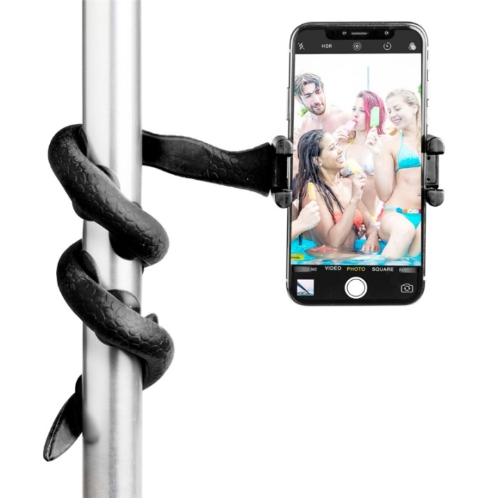 Celly Snake, Flexibel selfiepinne för smartphones och kameror, svart i gruppen SMARTTELEFON & NETTBRETT / Annet tilbehør / Dokking, stativ & holdere hos TP E-commerce Nordic AB (38-89297)